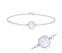Rose Quartz Square Shape Silver Bracelet BRS-234